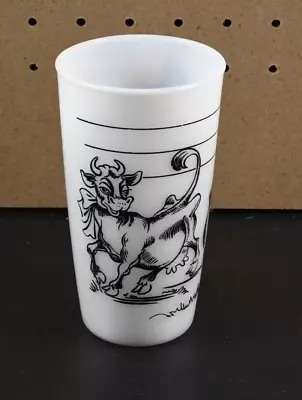 Vintage Hazel Atlas Drinking Tumbler Milk Glass Cows Borden Elsie The Cow • $15