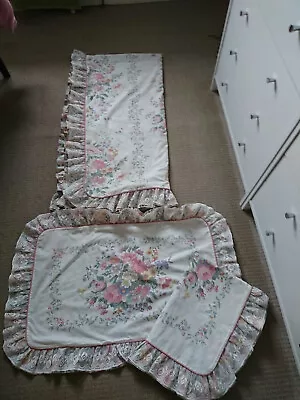 Vtg St Michael Reversible Double Floral Duvet Cover&p.cases Set Frill Lace Trim • £29.99