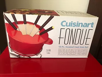 $35 • Buy Cuisinart Fondue 13-Piece Enamel Cast Iron Pot With Burner Set 6 Forks FP-115R