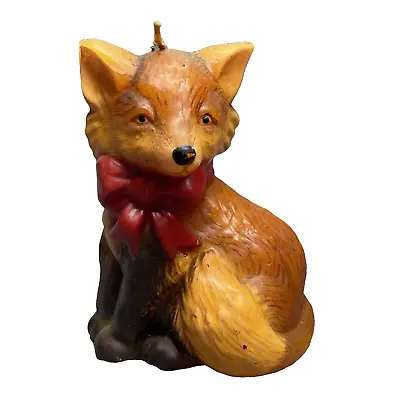 Red Fox Candle Vintage With Red Bow Not Burned 4.75  Cabin Home Decor • $13.77