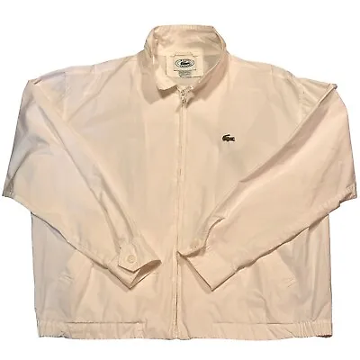 Vintage Izod Lacoste Men’s Golf Jacket Cotton Ivory Size Large 90s Y2K Shacket • $21.20