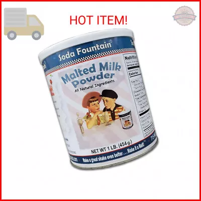 Soda Fountain Malted Milk Powder 1 Lb. Canister - Malt Powder For Ice Cream And  • $22.40