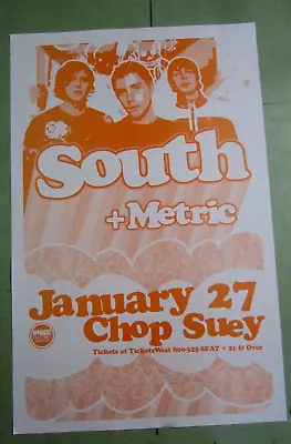 South And Metric Poster 2004 Original Seattle Concert Show • $14.99