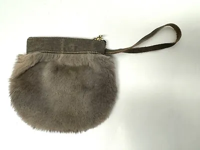 Mimi Turner Mink Fur & Leather Wristlet Purse Small 6” X 7” Unlined • $25