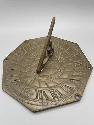 18.5 Cm Solid Heavy Octagonal Brass Sundial  Time Flies  (EB177) • £34.99