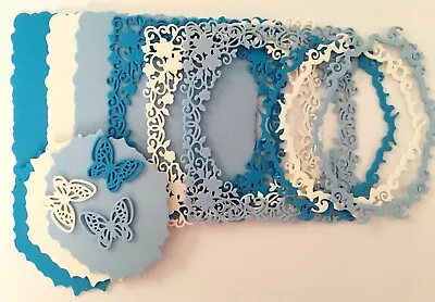 Lace Frame Die Cuts Card Making Scrapbooking Card Toppers Blue Embellishments • £2.50