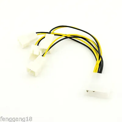 Molex 4 Pin Male To 4 X 3 Pin Male Computer Fan Y Splitter Extension Cable Wire • $1.79