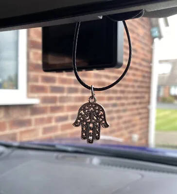 Hamsa Hand Fatima Lucky Charm Car Mirror Black Cord Decoration Free Post • £4.80