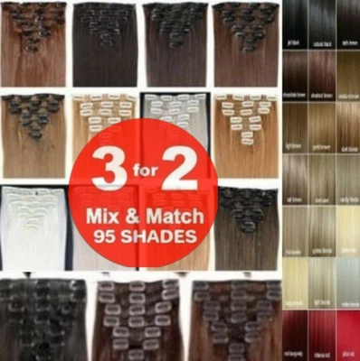 £8.07 • Buy Hair Extensions Clip-in Hair Real Natural Feel One Piece & Full Head 18-24  UK