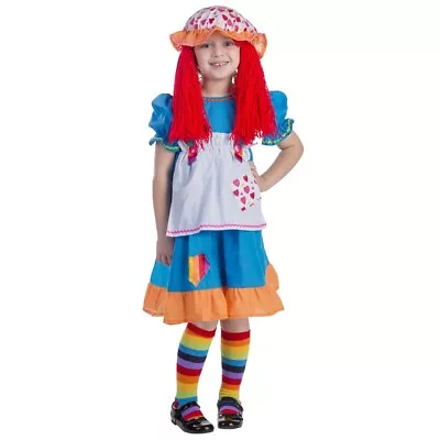 Dress Up America Girls Kids Rainbow Rag Doll Costume - Beautiful Dress Up Set • £22.99