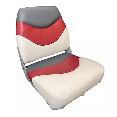 £71.99 • Buy Deluxe Folding Boat Seat High Back White Red Charcoal Marine Vinyl Rib Yacht