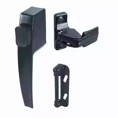 Push Button Screen Storm Door Latch Handle Set Night Lock Lever Metal Door Black • $7.34