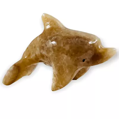 Carved Stone Dolphin Figure Marble Style By Onyx Pakistan 3 1/2” Sculpture • $11.98