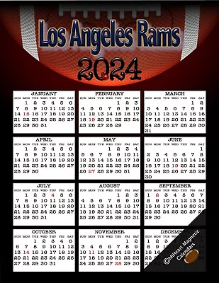 2024 - 12 Month MiHeart Magnetic Calendar 8.5 X11  (NFL LOS ANGELES RAMS) • $11