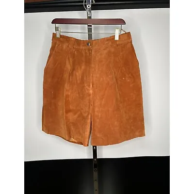 Vintage Hunt Club Tan Brown 100% Leather Suede Lined Shorts Size 14 • $32.07