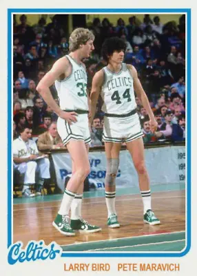 Pete Maravich & Larry Bird 1980-81 Style Custom Aceot Card ## Buy 5 Get 1 Free • $3.99