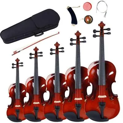 Glarry 1/8 - 4/4 Size Acoustic Maple Violin Set School Band Natural With Case • $45.88