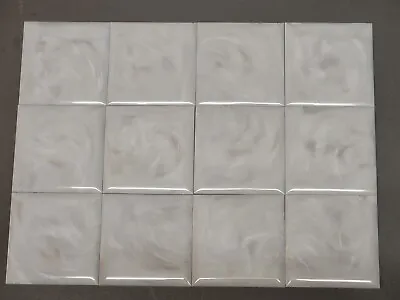 Vtg 1960s 12 Pc. HOMART Grey Marbled Swirl 4 1/4  Plastic Polystyrene Wall Tile • $30