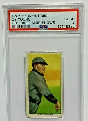 1909-11 T206 Piedmont 350 Cy Young Cleveland Bare Hand Shows PSA 2 Good • $2395