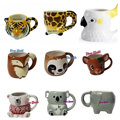 Animal Designs Mug 3D Character Shaped Tea Coffee Novelty Mugs Christmas Gift • £12.98