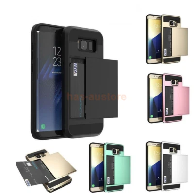 Case For Samsung S22 + S20 FE S10 S9 S8 Shockproof Card Holder Hard Wallet Cover • $18.59