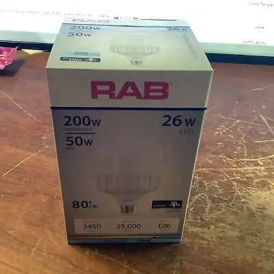 RAB Lighting HID-26-E26-850-BYP-TS 26W LED 5000K 3450 Lumens 120-277V (new) • $10