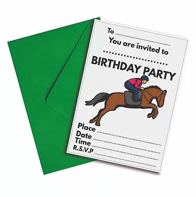 Horse Riding Party A5 Invitations & Envelopes Birthday Invites Kids Boys Girls • £11.99