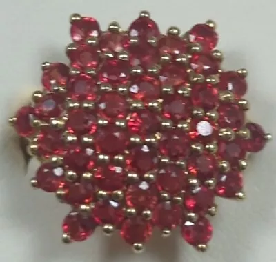 £75 • Buy 9ct  375 Gold Large Cluster Flower Ruby Heavy Ring 9k 375 Not Scrap 4.81g Size N