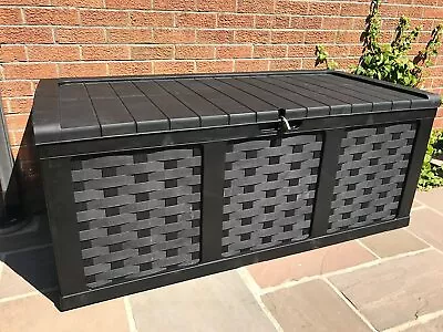 Plastic Garden Storage Box XXL Size 634 Litres Waterproof Sit On Lid Piston Lift • £159.95