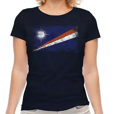 Marshall Islands Distressed Flag Ladies T-shirt Top Marshallese Shirt Jersey • $12.39