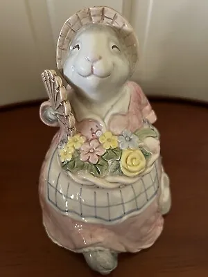 Vintage 1990 Fitz & Floyd Rabbit Cookie Jar Ceramic Springtime Bunny. • $36