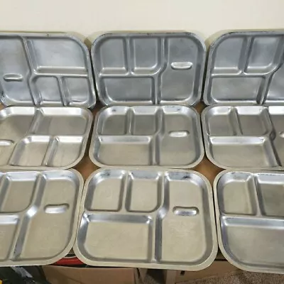 Lot Of 9 Vintage NSF Stainless Steel Cafeteria Military Food Picnic Camp Trays • $79.99