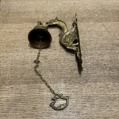 Vintage Solid Brass Wall Mounted Monks Bell Featured Dragon • £180
