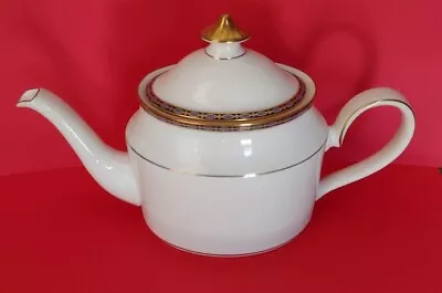 Minton ST. JAMES Teapot With Lid English Fine Bone China Never Used Blue Gold • $325.93