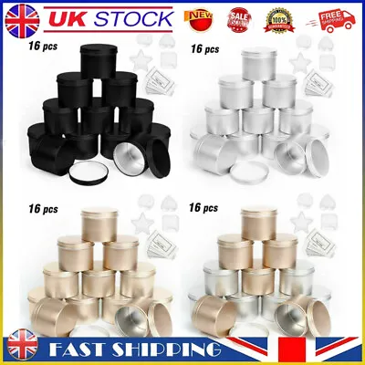 UK 12Pcs Candle Tins With Lids & Lables 100ml Empty Candle Making Jars For DIY • £9.50