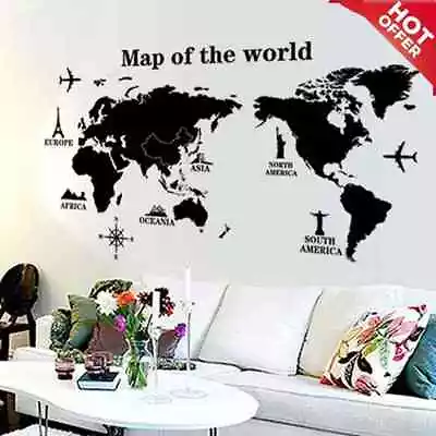 Map Of The World Removable PVC Decal Wall Sticker Home Decor Art Hot  • £7.54