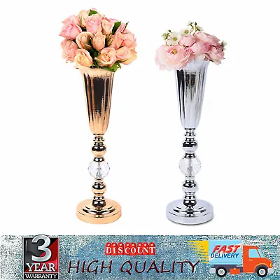44.5cm Tall Stunning Silver Iron Flower Vase Urn Luxury Wedding Home Table Decor • £18