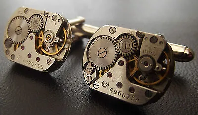 UNIQUE 20cm WATCH MOVEMENT CUFF LINKS MEN'S STEAMPUNK VINTAGE Retro Unique Gift • £9.99