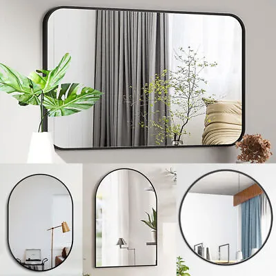 Large Decorative Wall Mirror Bathroom Mirror Premium Aluminium Frame Matte Black • $139.91