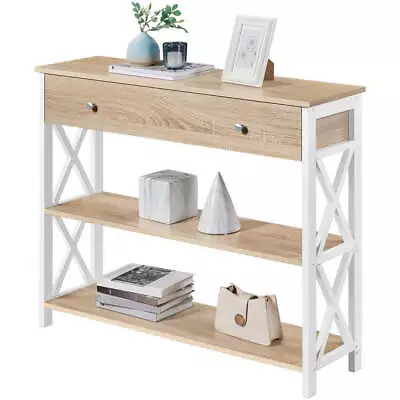 Console Table For Entryway Storage Shelf 2-Tier 1 Drawer Modern Sofa Entry Shelf • $122.31