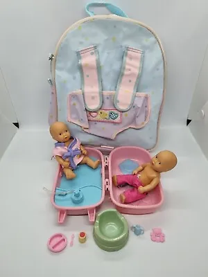 Simba Mini Baby Dolls With Accessories And Folding Bed And Bath Suitcase • £12.99