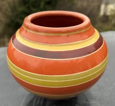 Toyo  Bowl Vase Art Pottery Mid Century Modern Jill Rosenwald Orange Green • $49.95