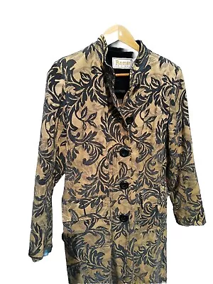 Roman Originals Tapestry Frock Coat Longline Jacket Black/Soft Gold 16 • £14.99