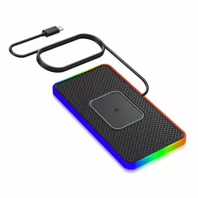 Type-C RGB Wireless Car Phone Charger Fast Charging Pad Mat For IPhone Universal • £9.16