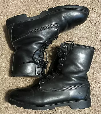 Vtg Timberland Men 9.5 M Black Leather Combat Biker Work  Boots Usa Made • $39.99