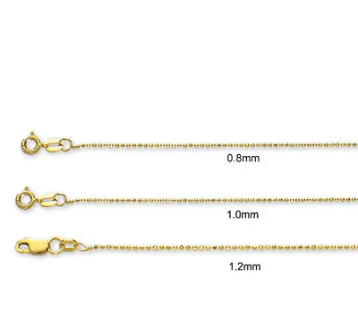 Diamond Cut Bead Ball Chain Necklace Real Solid 14K Yellow Gold • $320