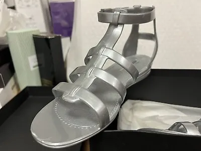 MARC JACOBS Silver Sandals Gladiator Rubber Strappy Shoes Marc By 36 Eu UK  3 • £14.99
