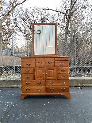 Keller Furniture Co. Solid Oak Dresser With Attached Mirror • $849