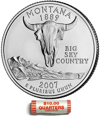 2007 D Montana Statehood H.E String US Mint $10 Quarter Roll SEALED • $18.95