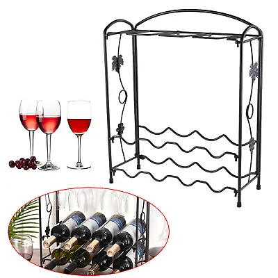 Countertop Wine Rack Wine Rack + Glass Holder Metal Wine Bottle Holder Storage • $18.05